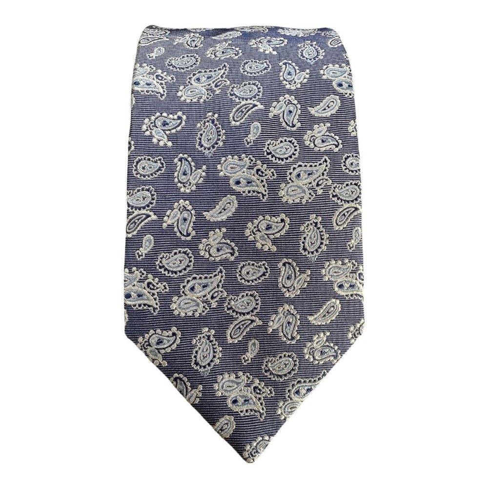 BREUER Current XL BLue Paisley Silk Tie HMade Italy 61"/ 2.5" EC